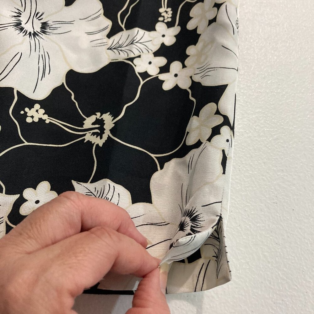 Real Clothes Floral pant Silk Ivory Black Lightweight Side Zip Size 6 - Picture 10 of 11